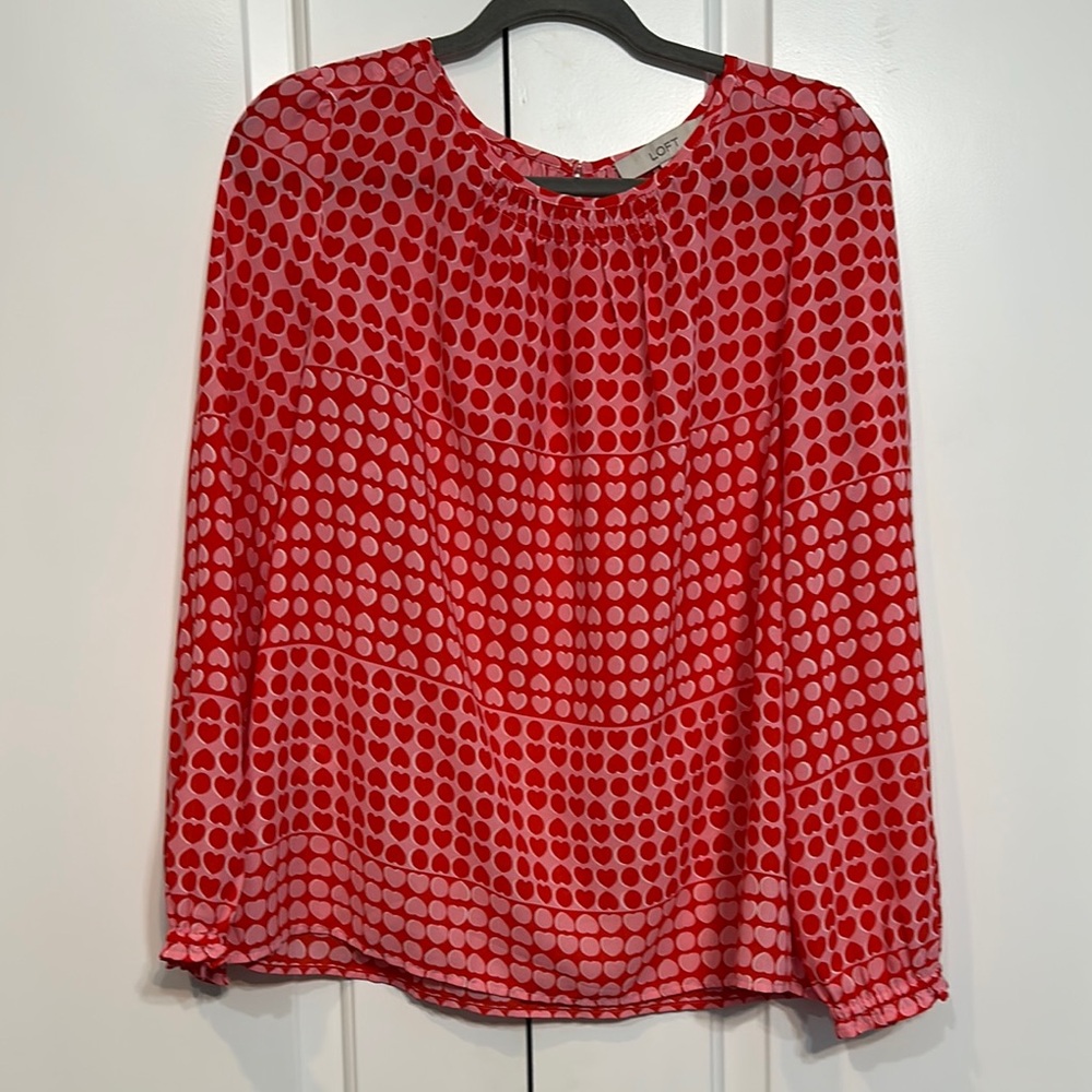 LOFT Red Polka Dot Women's Top